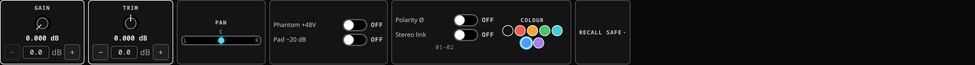 Layouts, Processing: the head-amp row