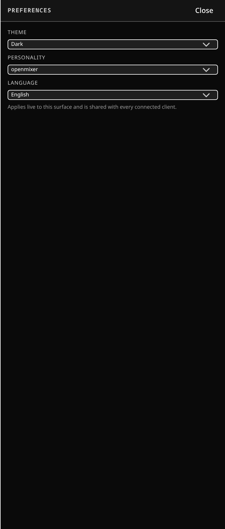 Setup, Preferences